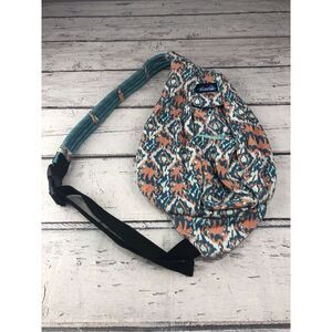 Kavu Rope Sling Bag BEACH PAINT Multicolor Blue‎ Rust Turquoise White EUC!